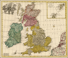 British Isles Map By Johann Michael Probst
