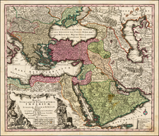 Turkey, Mediterranean, Middle East and Turkey & Asia Minor Map By Matthaus Seutter