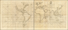 World and World Map By John Senex / Edmond Halley / Nathaniel Cutler