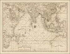 Indian Ocean, China, Japan, Korea, India, Southeast Asia, Philippines, Other Islands and Australia Map By Francois Valentijn