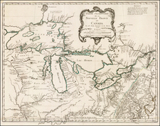 Midwest and Canada Map By Jacques Nicolas Bellin