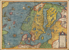Atlantic Ocean, Russia, Baltic Countries and Scandinavia Map By Gerard de Jode