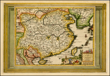 China and Korea Map By Pieter van der Aa