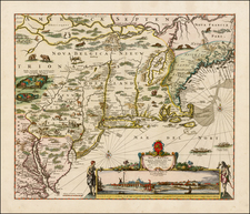 New England, Mid-Atlantic and Canada Map By Justus Danckerts