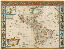 South America and America Map By John Speed