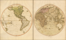 World, World, Eastern Hemisphere and Western Hemisphere Map By John Thomson