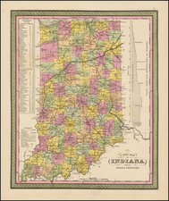 Indiana Map By Samuel Augustus Mitchell