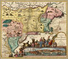 New England, Mid-Atlantic and Canada Map By Matthaus Seutter