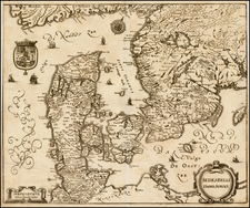 Sweden and Denmark Map By Matthaus Merian