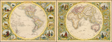 World, Eastern Hemisphere, Western Hemisphere, South America and America Map By John Tallis