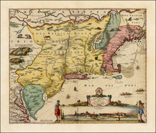 New England, New York City, New York State and Mid-Atlantic Map By Nicolaes Visscher I