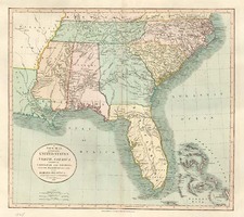 United States, South, Southeast and Caribbean Map By John Cary