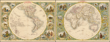 World, Eastern Hemisphere, Western Hemisphere, South America and America Map By John Tallis