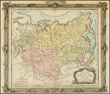 China, Japan, Korea and Russia in Asia Map By Louis Brion de la Tour