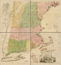 New England, Connecticut, Maine, Massachusetts, New Hampshire, Rhode Island and Vermont Map By Thomas Jefferys / Bradock Mead