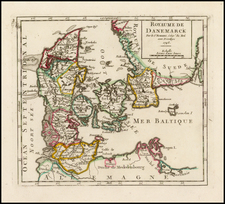 Denmark Map By Gilles Robert de Vaugondy