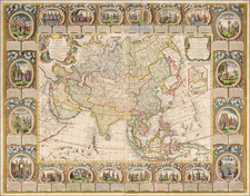 Asia and Asia Map By Jean Baptiste Louis Clouet - Louis Joseph Mondhare