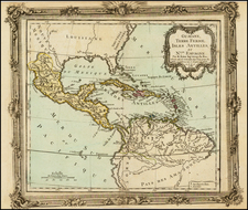 Southeast, Caribbean, Central America and South America Map By Louis Brion de la Tour