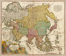 Asia and Asia Map By Johann Baptist Homann