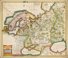 Russia, Ukraine, Scandinavia and Russia in Asia Map By Henricus Hondius