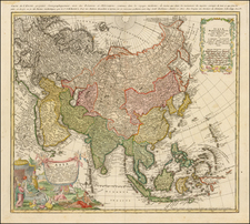 Asia and Asia Map By Homann Heirs / Johann Matthaus Haas