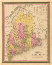 New England and Maine Map By Samuel Augustus Mitchell