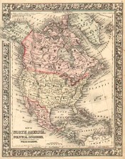 North America Map By Samuel Augustus Mitchell Jr.