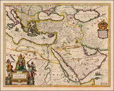 Turkey, Mediterranean, Middle East, Turkey & Asia Minor and Balearic Islands Map By Willem Janszoon Blaeu