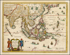 China, India, Southeast Asia, Philippines and Oceania Map By Matthaus Merian