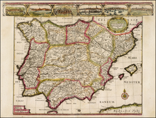 Nova et accurata Tabula Hispania Praecipuis Urbibus Vestitu Insignibus et Antiquitatibus . . .  By Cornelis II Danckerts