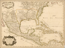 South, Southeast, Texas, Midwest, Plains, Southwest, Rocky Mountains and Mexico Map By Guillaume De L'Isle