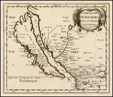 Southwest, Mexico, Baja California and California Map By Nicolas Sanson