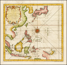 China, Japan, Korea, Southeast Asia and Philippines Map By Jacques Nicolas Bellin