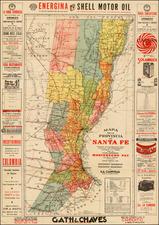 Mapa de la Provincia de Santa Fe Preparado con Documentation Oficial . . . Por La Officina Cartoraphica Onenegro Paz . . . 