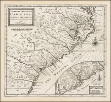 Southeast, North Carolina and South Carolina Map By Herman Moll