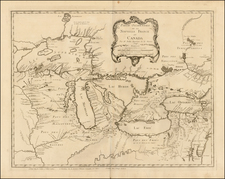 Midwest, Illinois, Ohio, Michigan, Wisconsin and Canada Map By Jacques Nicolas Bellin