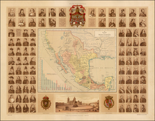 Texas, Southwest, Rocky Mountains, Mexico, Baja California and California Map By Antonio Garcia y Cubas