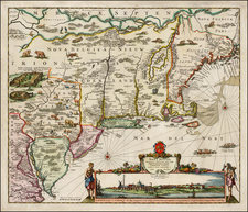 New England, Mid-Atlantic and Canada Map By Justus Danckerts