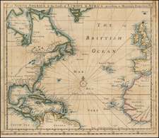 Atlantic Ocean, United States, Mid-Atlantic, South, Southeast and North America Map By Philip Lea