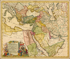 Turkey, Mediterranean, Middle East and Turkey & Asia Minor Map By Johann Baptist Homann