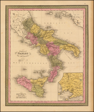 Italy and Balearic Islands Map By Samuel Augustus Mitchell