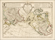 Alaska, North America, China, Japan, Pacific, Russia in Asia and Canada Map By Philippe Buache / Joseph Nicholas De  L'Isle