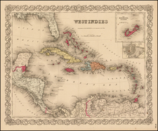 Atlantic Ocean and Oceania Map By Joseph Hutchins Colton