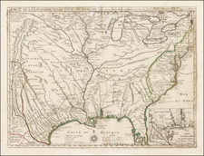 South, Southeast, Texas, Midwest, Plains and Southwest Map By Guillaume De L'Isle