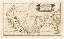 Florida, Southeast, Texas, Midwest, Southwest and California Map By Nicolas Sanson