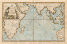 Indian Ocean, India, Southeast Asia, Other Islands, Central Asia & Caucasus, Middle East, South Africa, West Africa and Australia Map By Jacques Nicolas Bellin