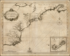 New England, Mid-Atlantic and Southeast Map By Joannes De Laet