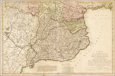 France and Spain Map By Pierre-Nicolas Buret de  Longchamps / Bassett