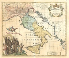 Europe, Italy and Mediterranean Map By Homann Heirs