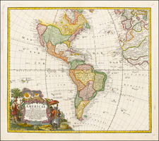 Western Hemisphere, South America and America Map By Homann Heirs / Johann Matthaus Haas